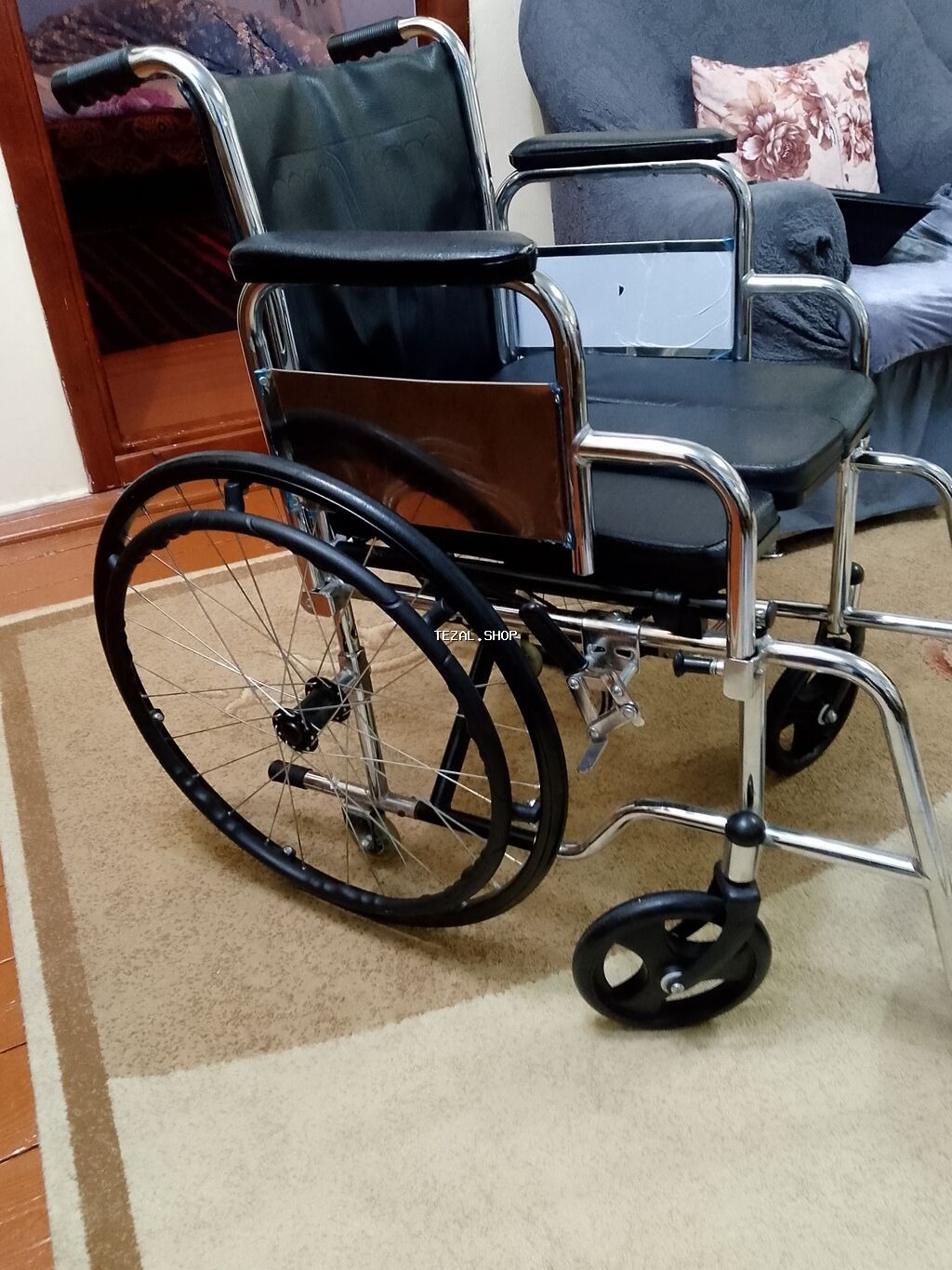 Universal tualet funksiyalı əlil arabası - Material: parlaq xroml­u - şəkil 2