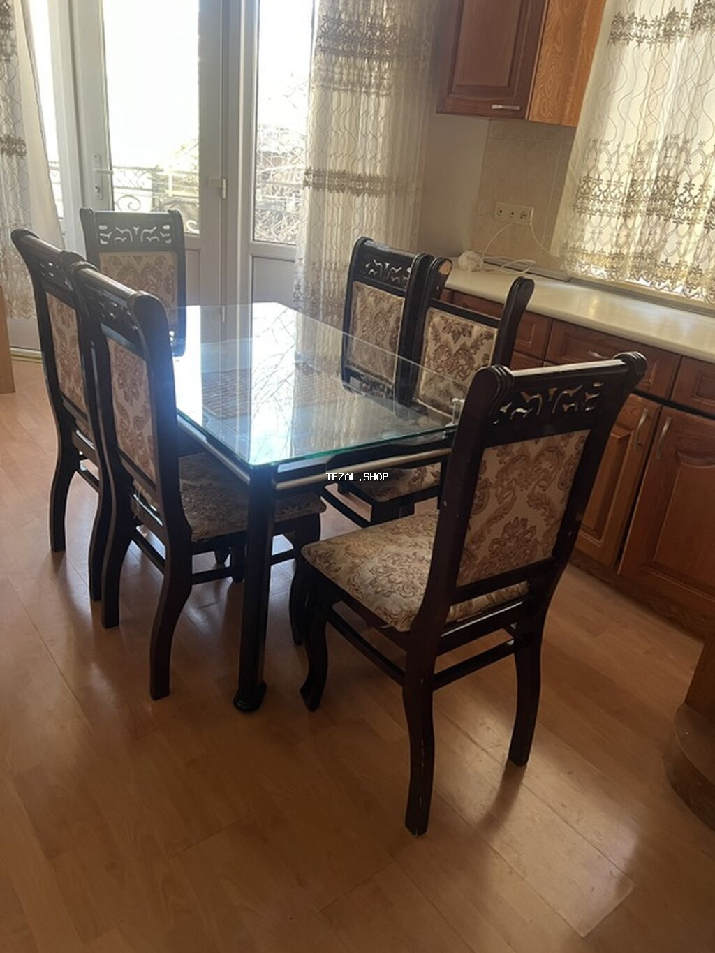 Mətbəx üçün, Açılmayan, Dördbucaq masa, 6 stul