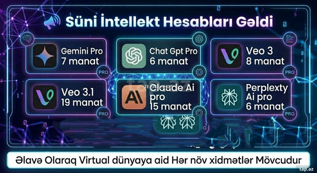 Süni intellekt hesabları – premium versiyalar - Gemini Pro — 7 manat