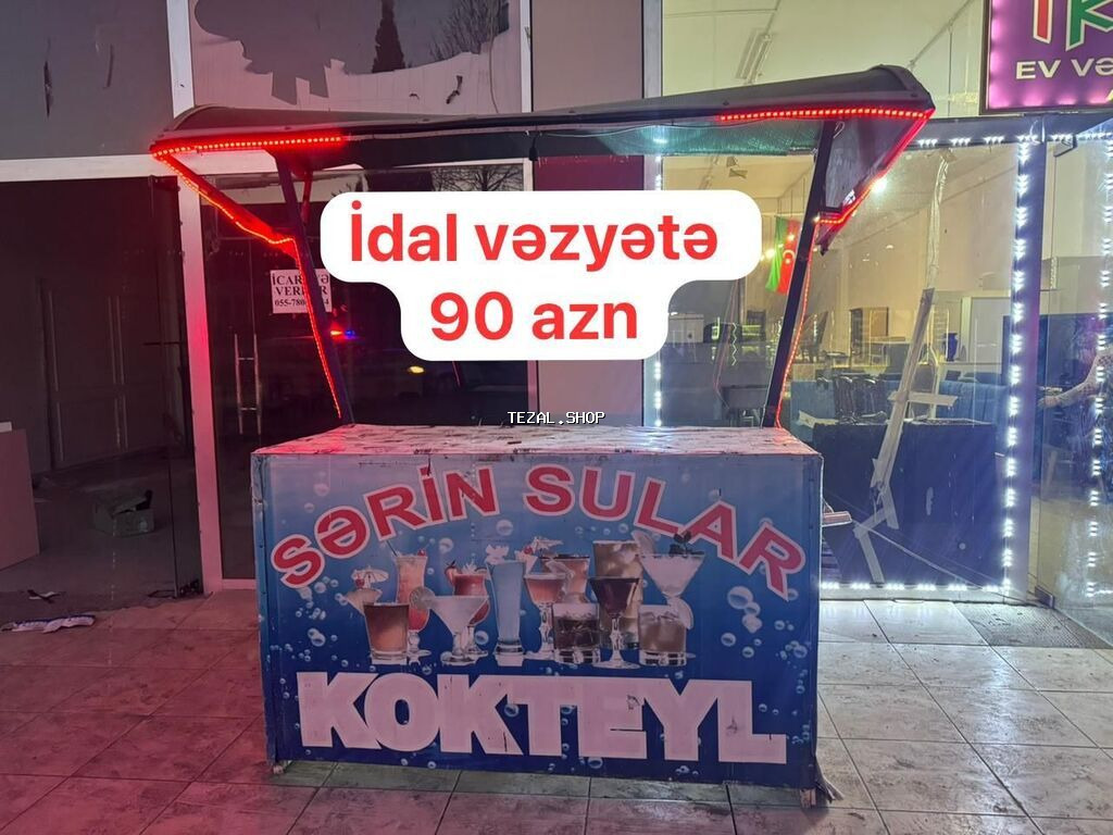 Sərin sular və kokteyl satışı üçün küçə kiosk/standı. Xüsusiyyətlər