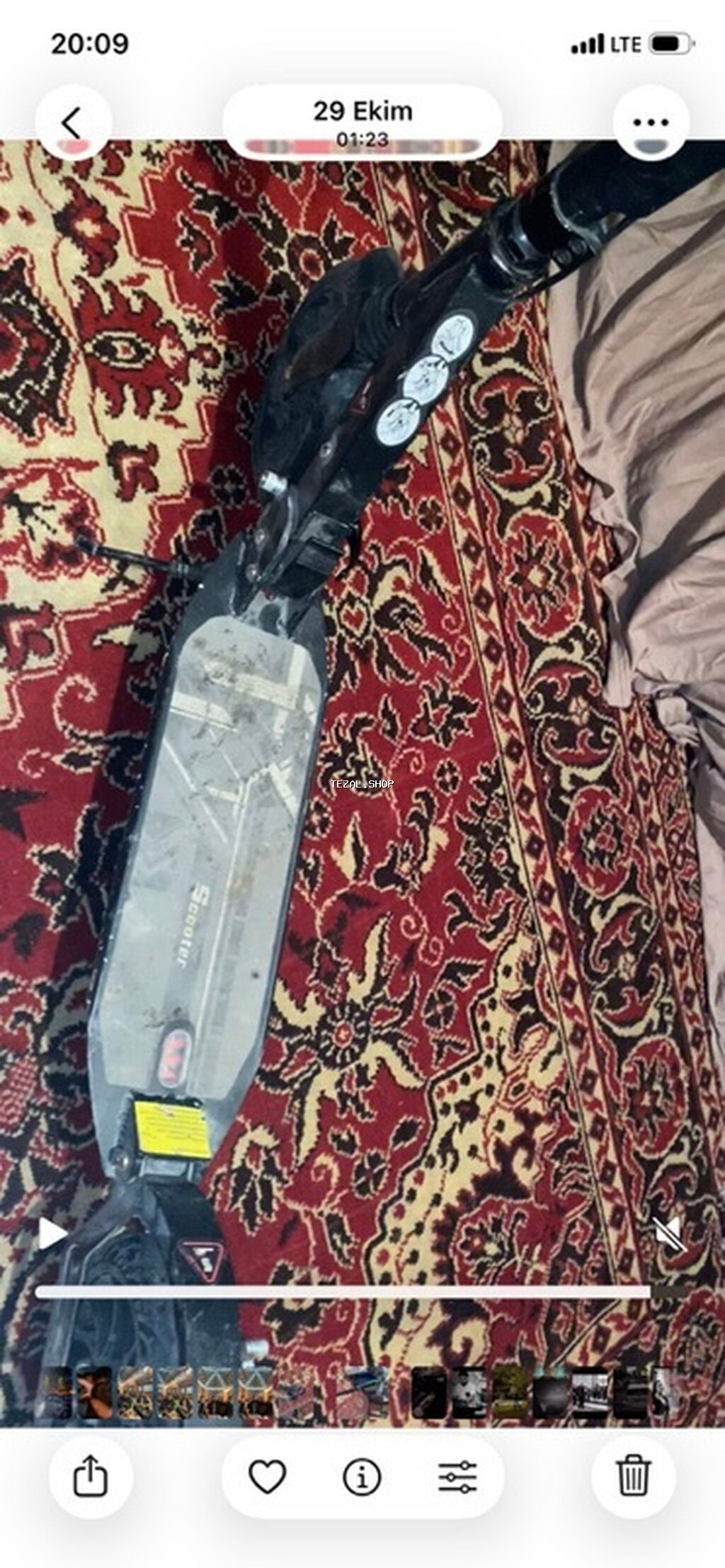 Elektrik skuter - Güclü karkaslı, qatlana bilən konstruksiya - Ön