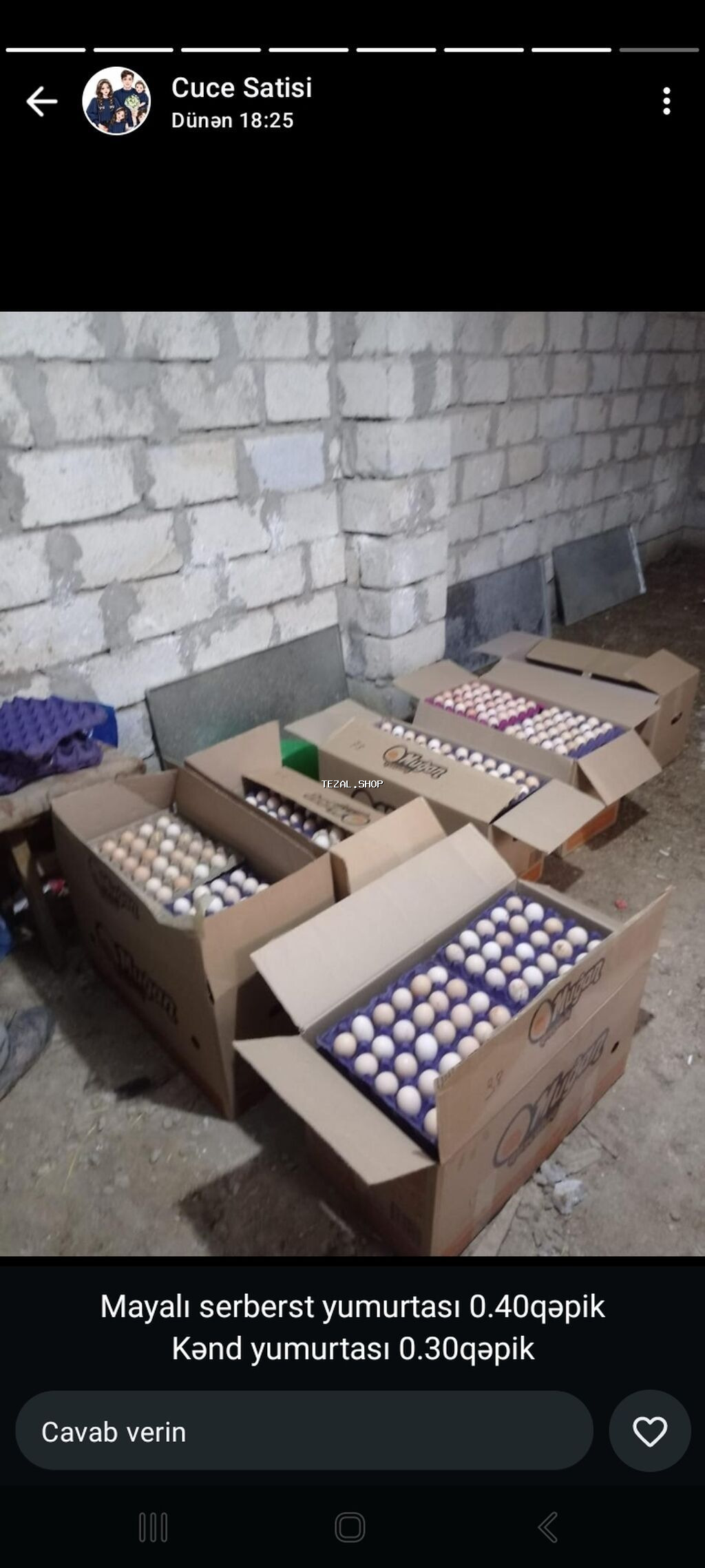 Məhsul: Təzə toyuq yumurtası • Növlər: - Mayalı, sərbəst gəzən toyuq