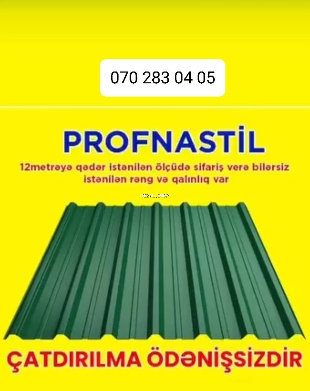 Şifer, Dəmir, Yeni, Pulsuz çatdırılma, Zəmanətli, Kredit var