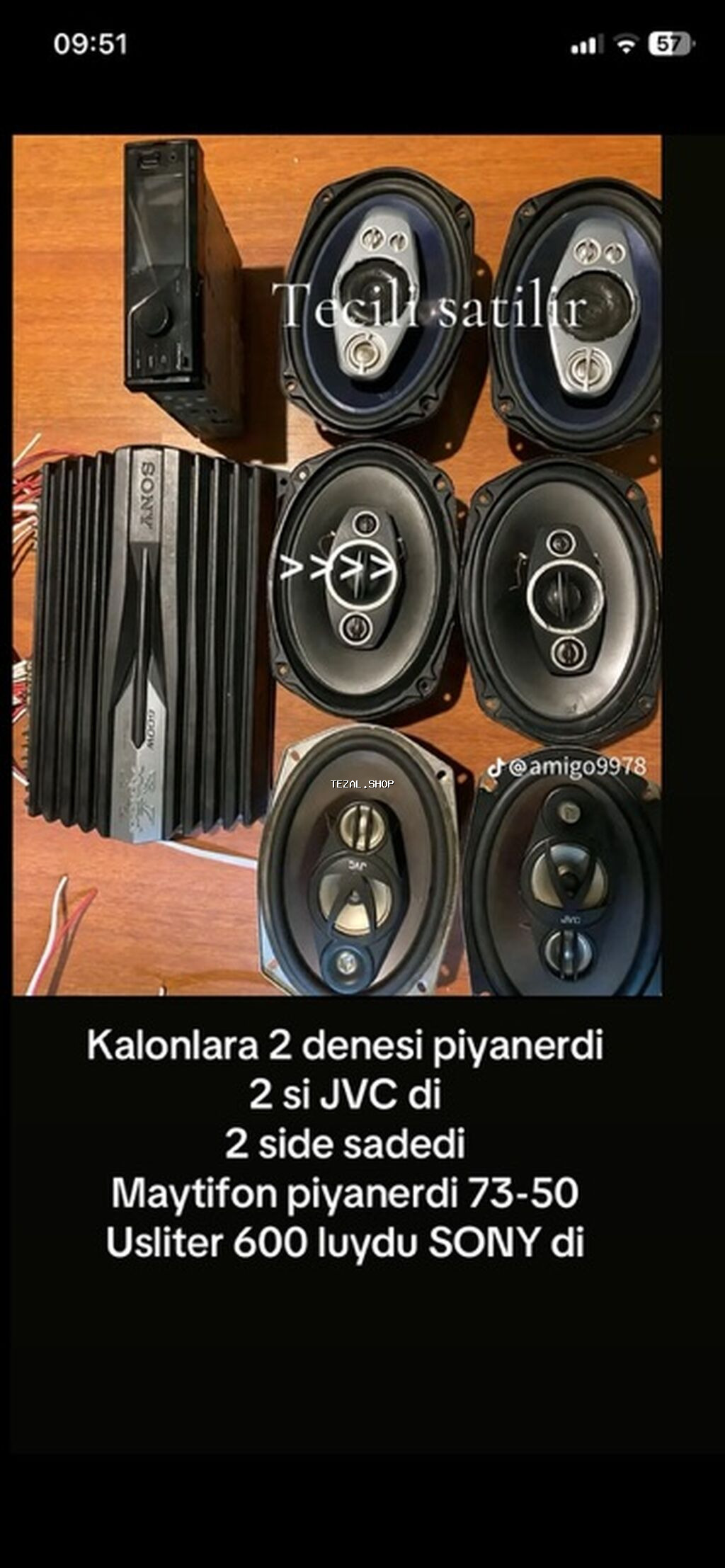 Avtomobil üçün səs sistemi dəsti - 6x9 oval kalonkalar: 4 ədəd - 2