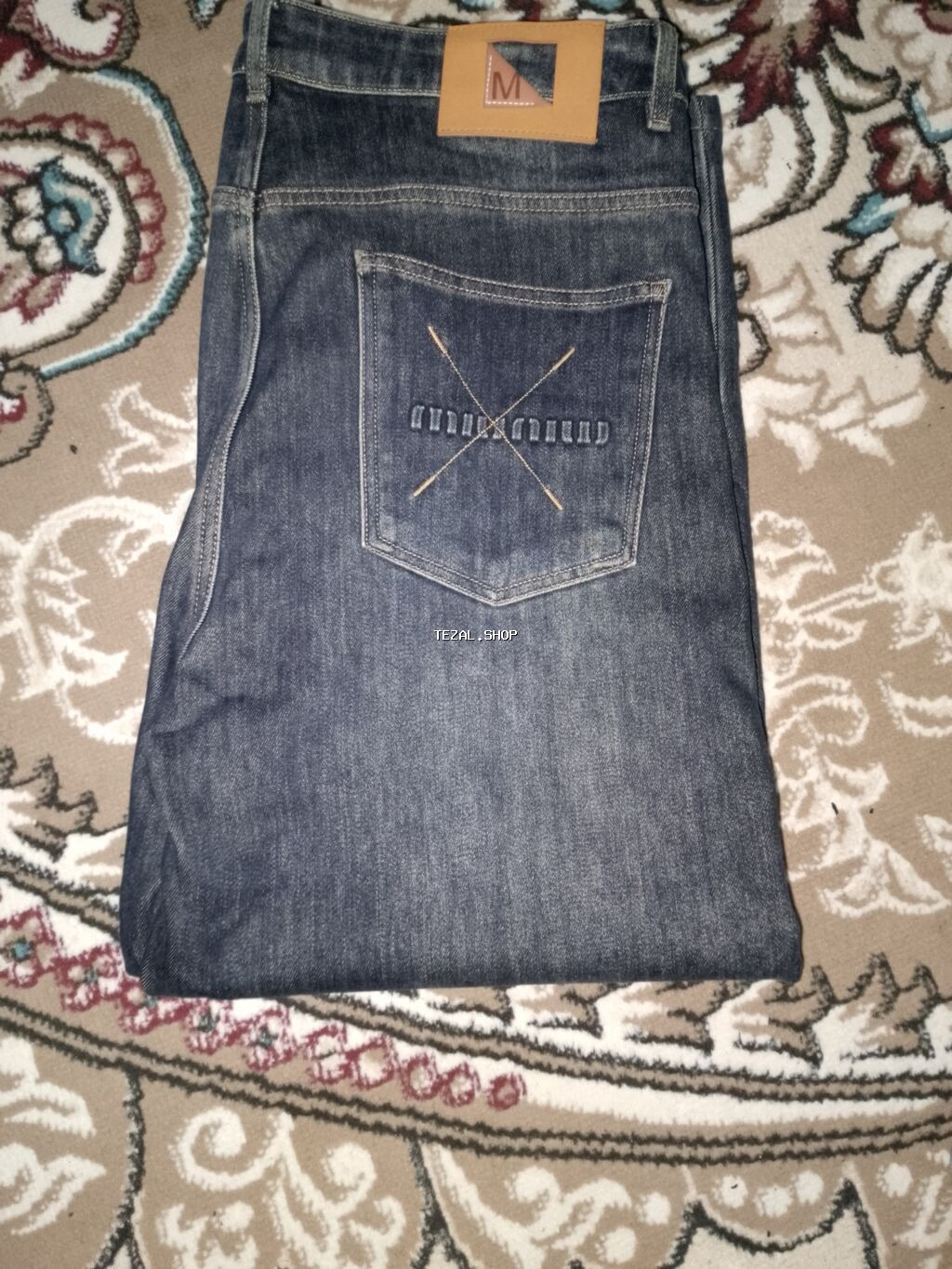 Kişi cins şalvarı - Model: Düz kəsim, klassik beş ciblə - Rəng: Tünd