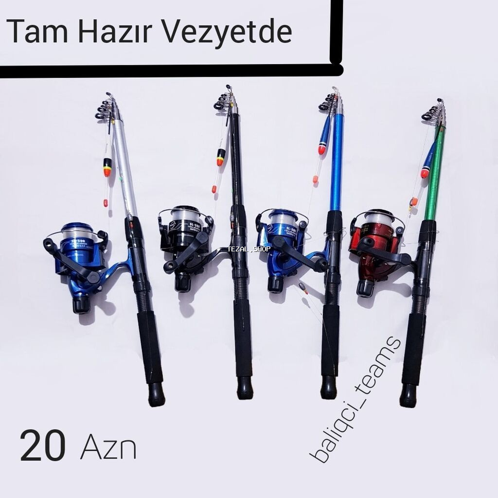 Balıq tutmaq üçün tam hazır balıqçı dəsti - Teleskopik qamış - İynə