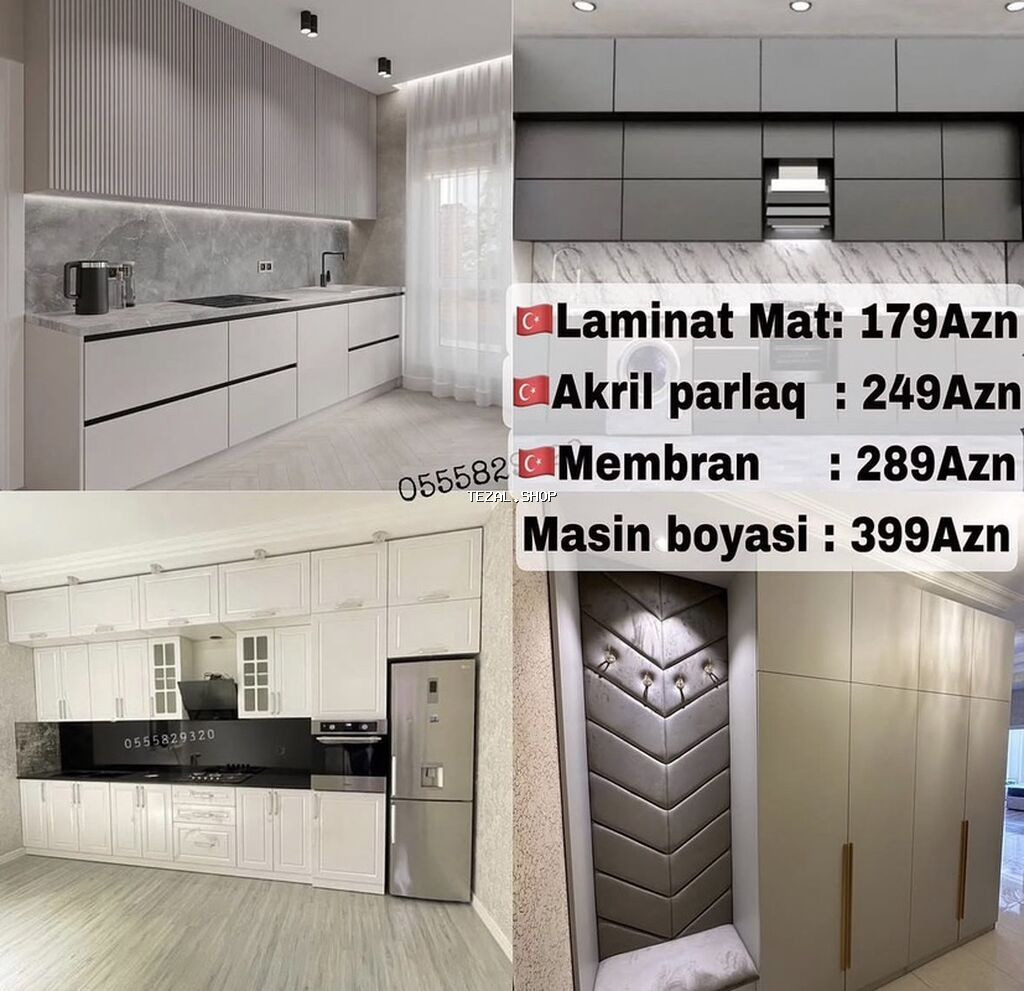 Mətbəx mebeli və qapalı dolabların hazırlanması – fərqli material və