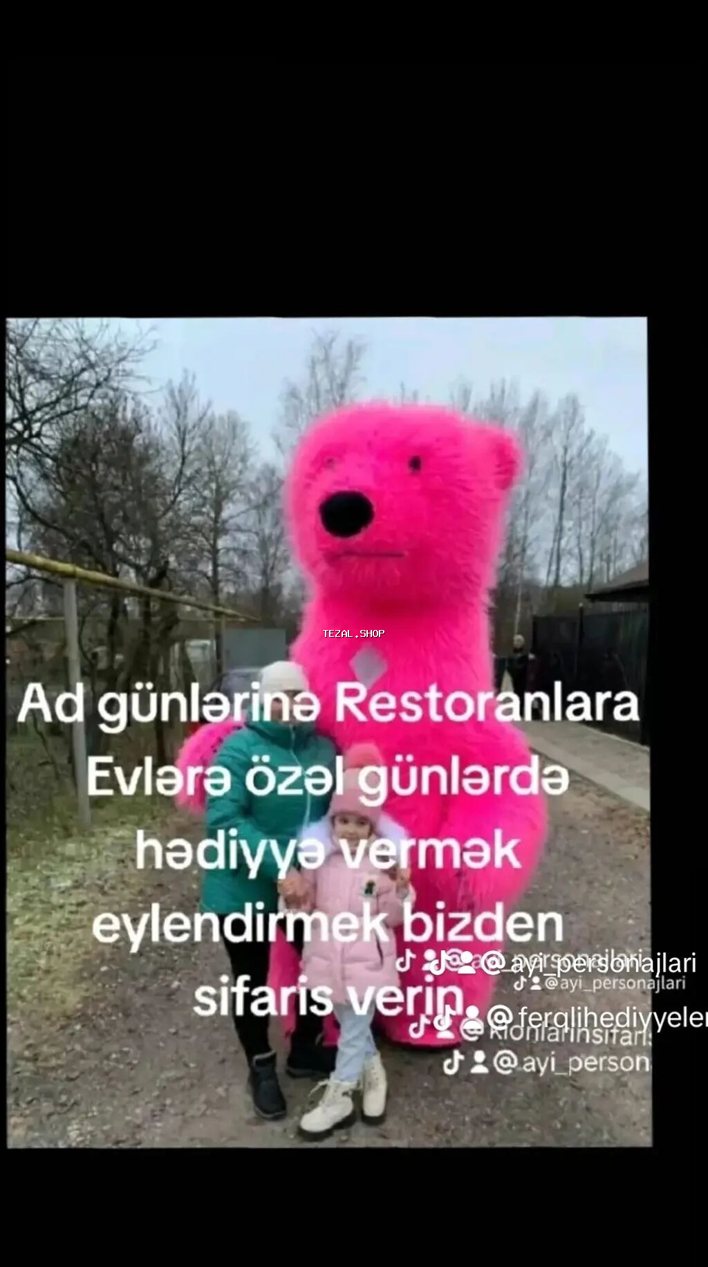 Xüsusi günlər üçün nəhəng ayı maskotu ilə tədbirə çıxış xidməti. -