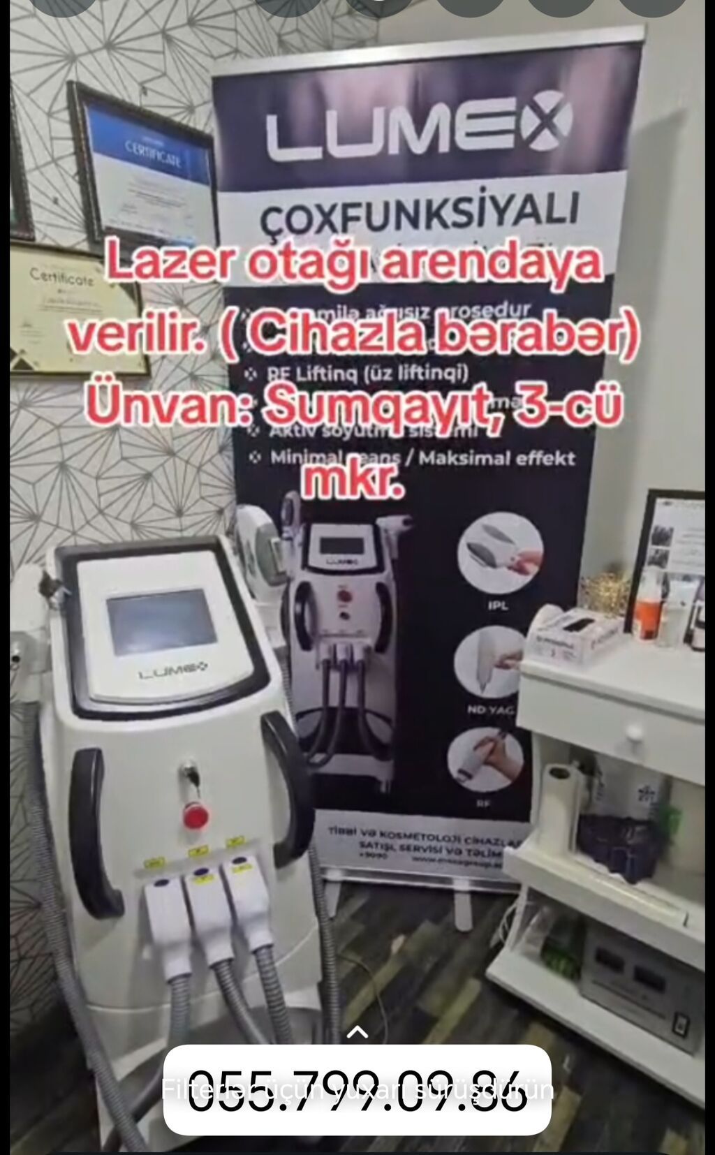 Lazer otağı arendaya verilir – cihazla birlikdə. Məkan: Sumqayıt