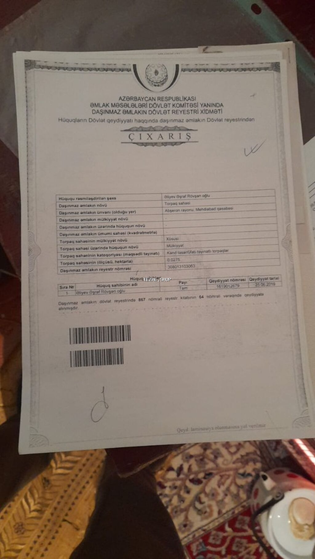 3 sot, Kənd təsərrüfatı, Kupça (Çıxarış) - şəkil 3