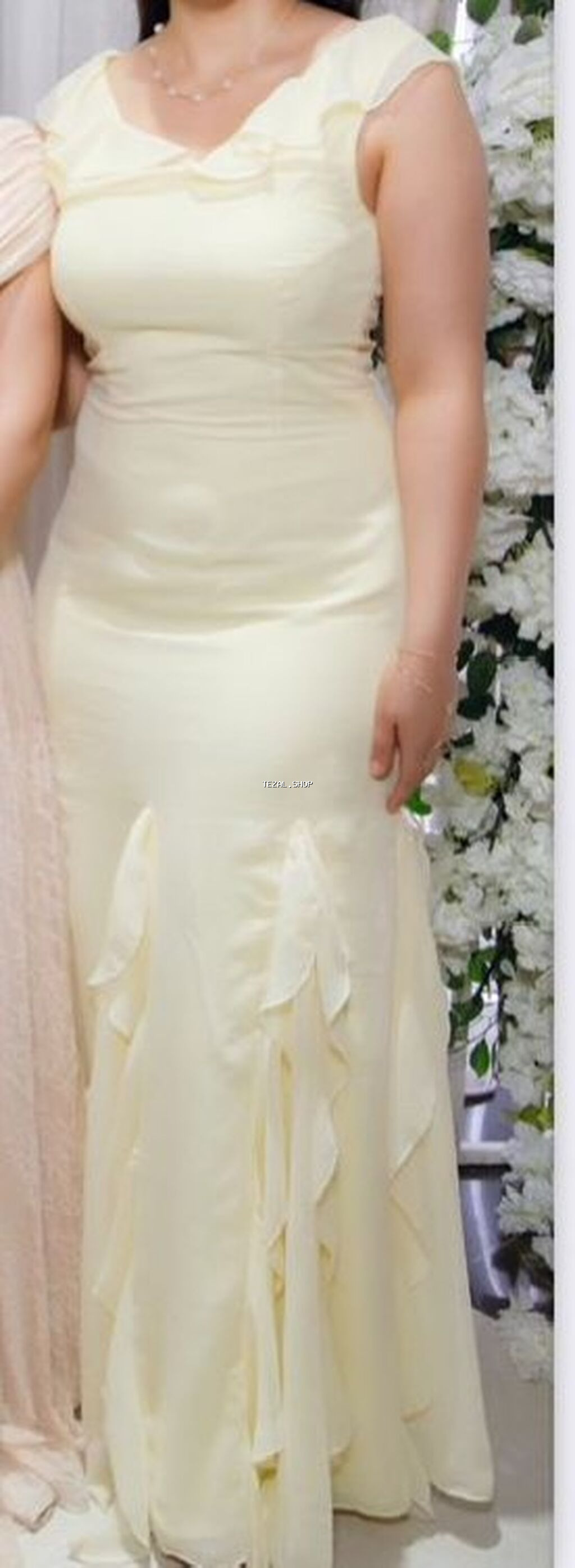 Açıq limon sarısı rəngdə zərif ziyafət/libas. - Model: Axşam/ziyafət - şəkil 2