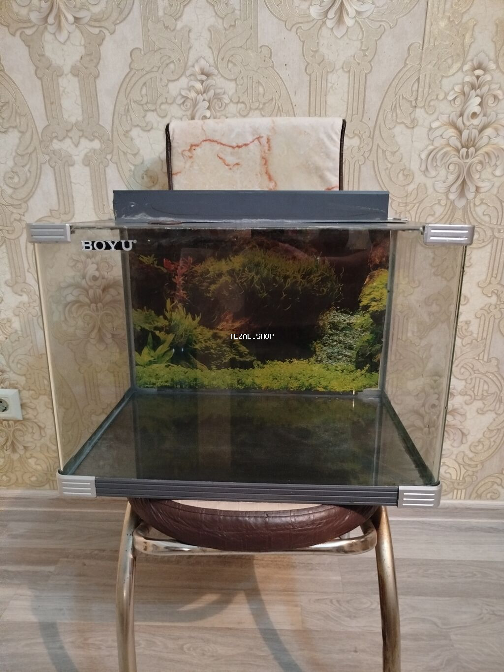 BOYU şüşə akvarium idyal veziyetdedi Aval Akvarum işlenmişdi -