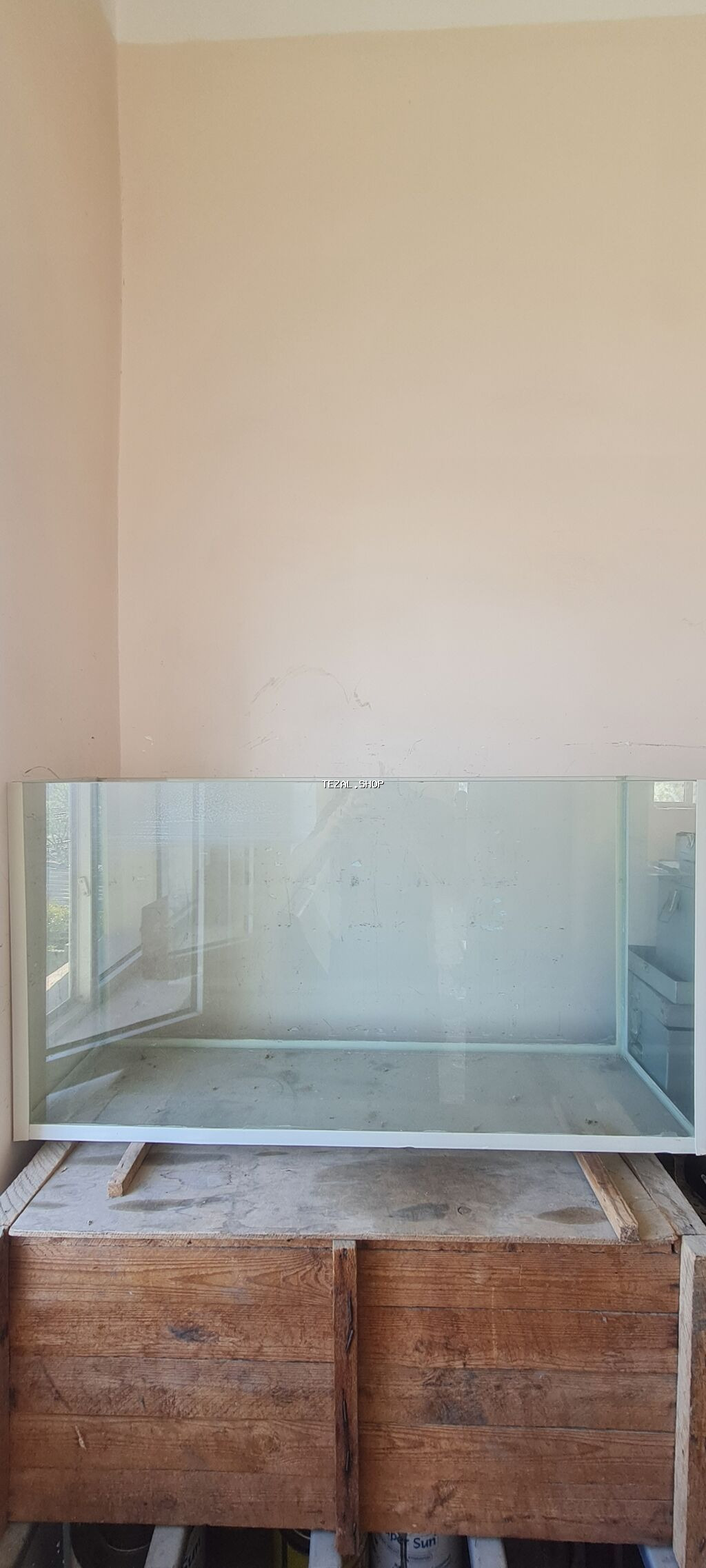 Böyük şüşə akvarium - Material: şəffaf qalın şüşə, kənarları ağ - şəkil 2