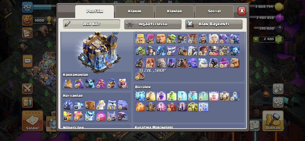 Clash of Clans hesabı – inkişaf etmiş profil və zəngin kolleksiya -