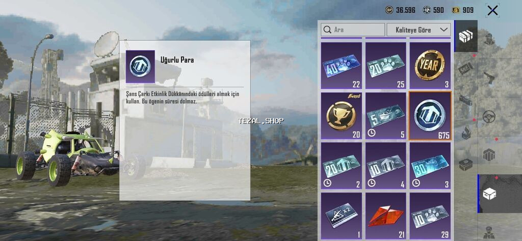 PUBG Mobile oyun hesabında oyun daxili valyuta və kolleksiya