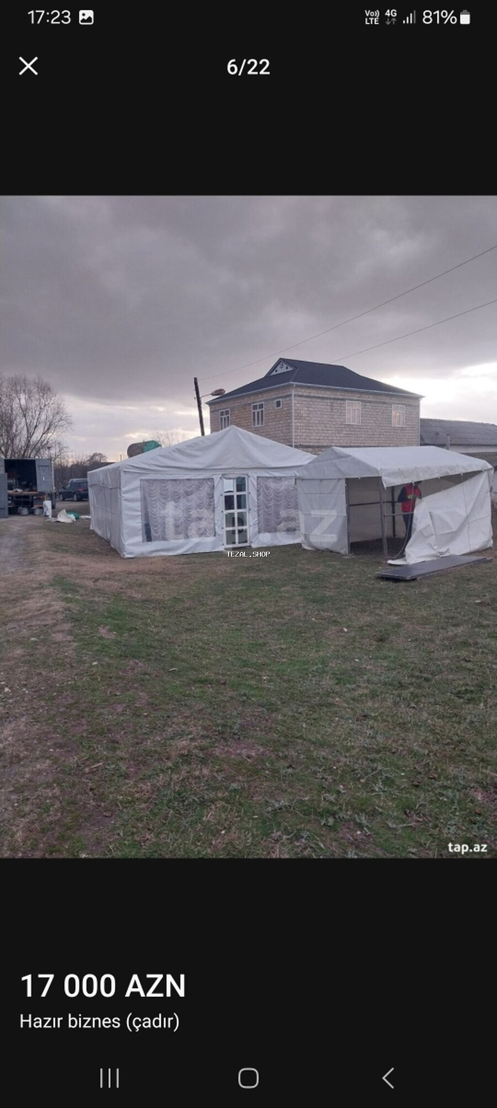 Cadir her bir adadanli teze masinla birge masinin qablari ag senedler