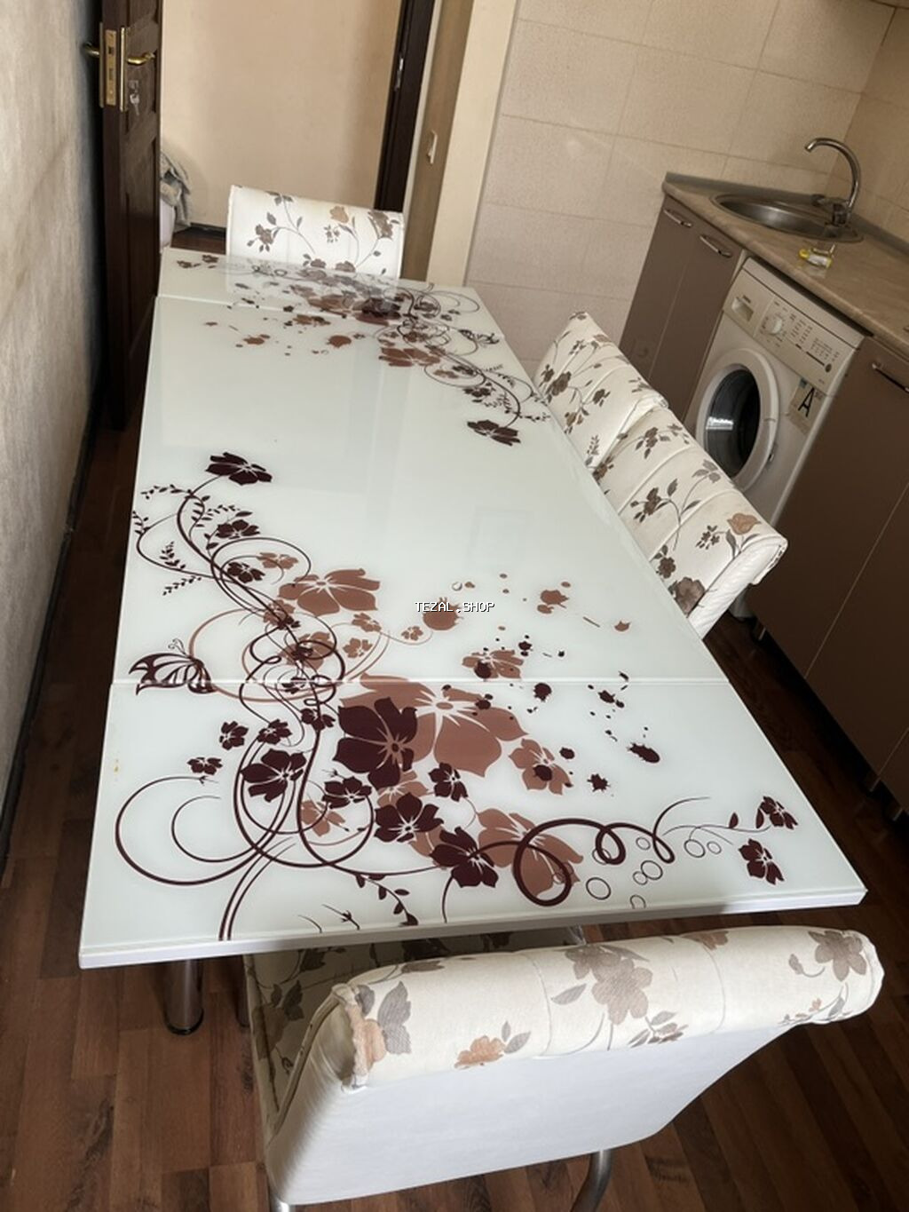 Mətbəx üçün, İşlənmiş, Açılan, Dördbucaq masa, 4 stul - şəkil 2