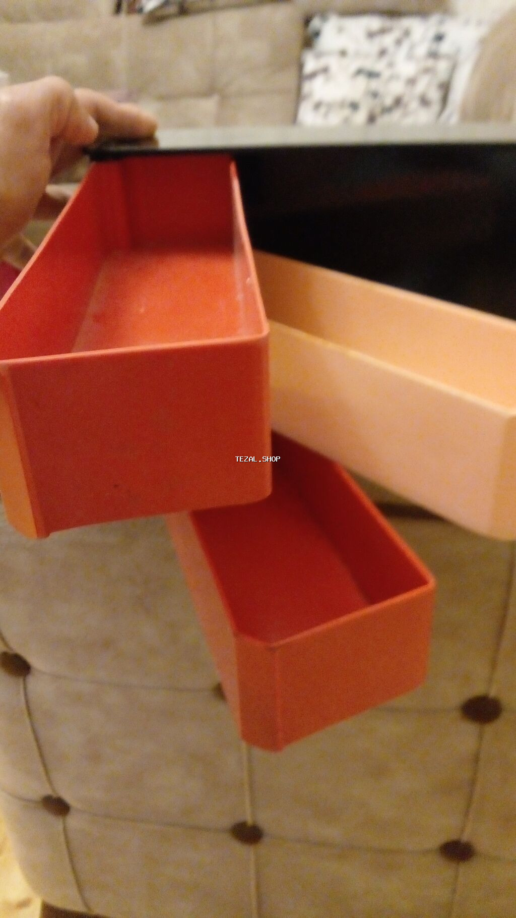 Plastik 3 mərtəbəli stolüstü təşkilatçı - Rəng: qırmızı–açıq - şəkil 2