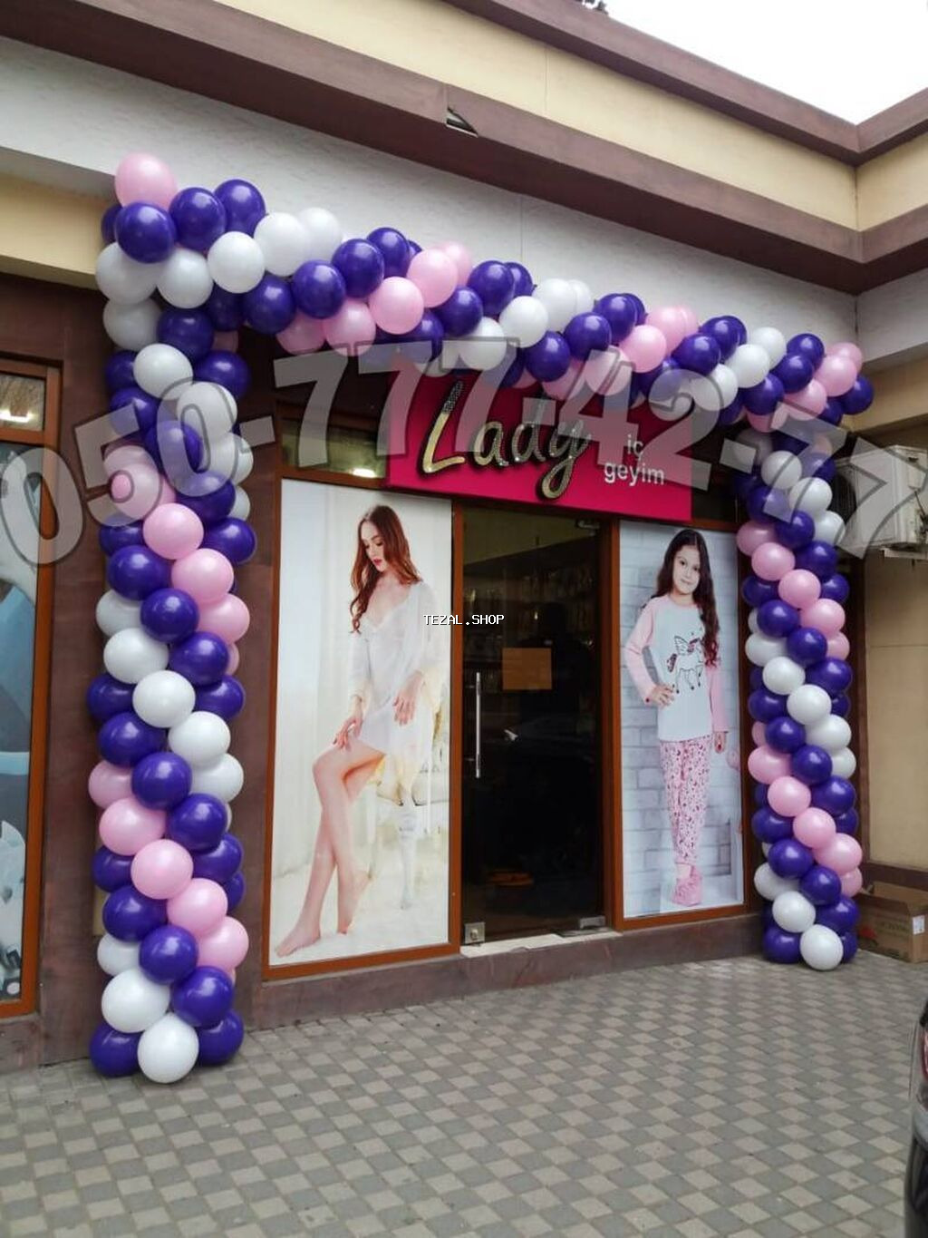 Achilishlarin shar bezenmesi. Dukan sarlar. Magaza sharlari. Girish