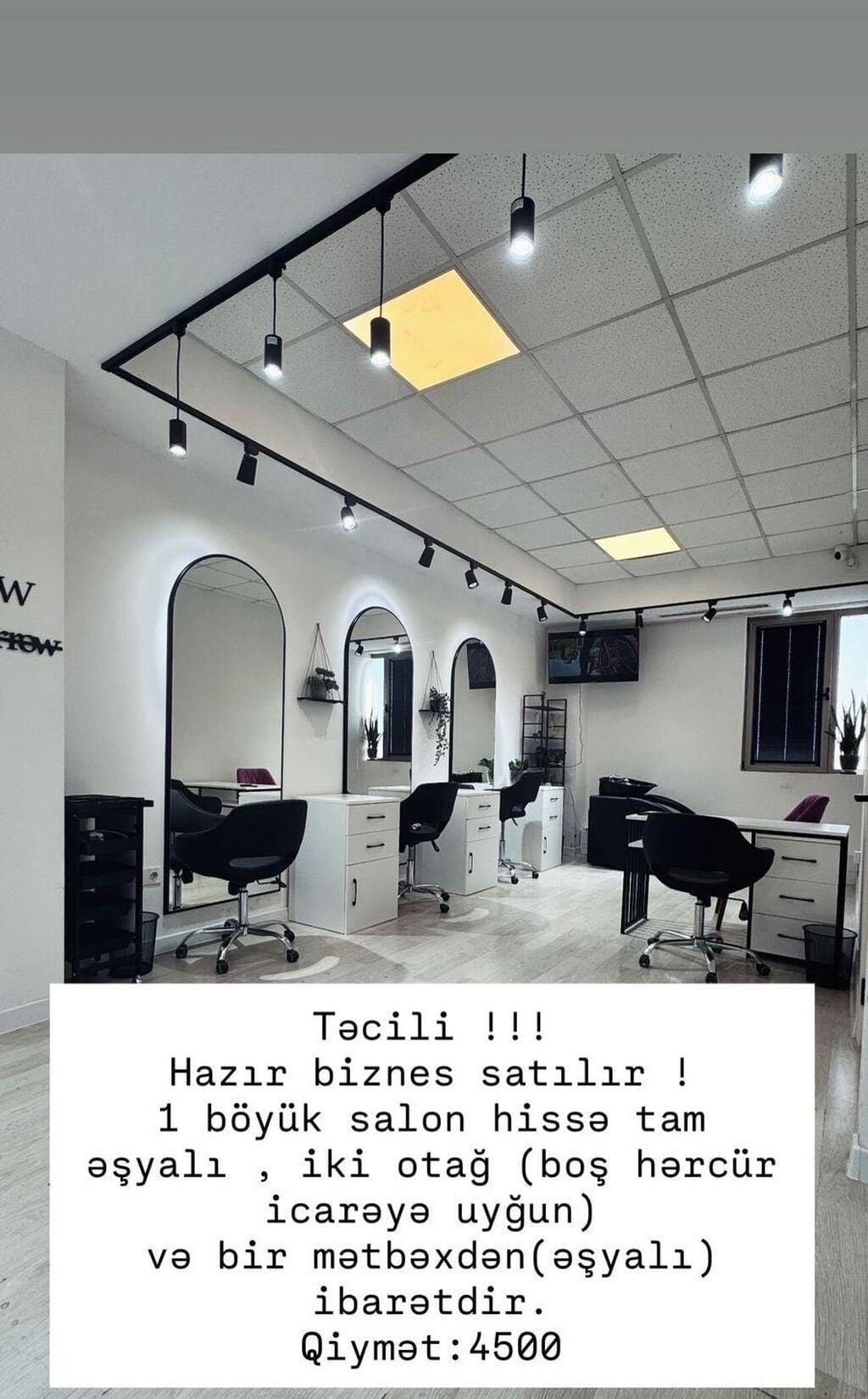 Hazır salon biznesi satılır 4500 AZN-ə.Ünvan Sumqayıt (²