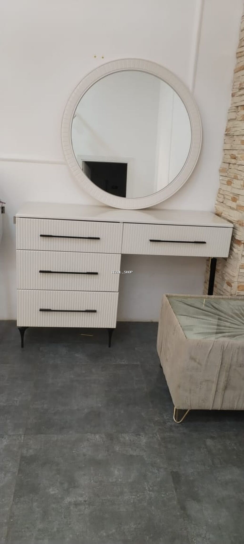 Gözəllik/bərbər salonu üçün mebel dəsti - Dairəvi böyük güzgülü - şəkil 3