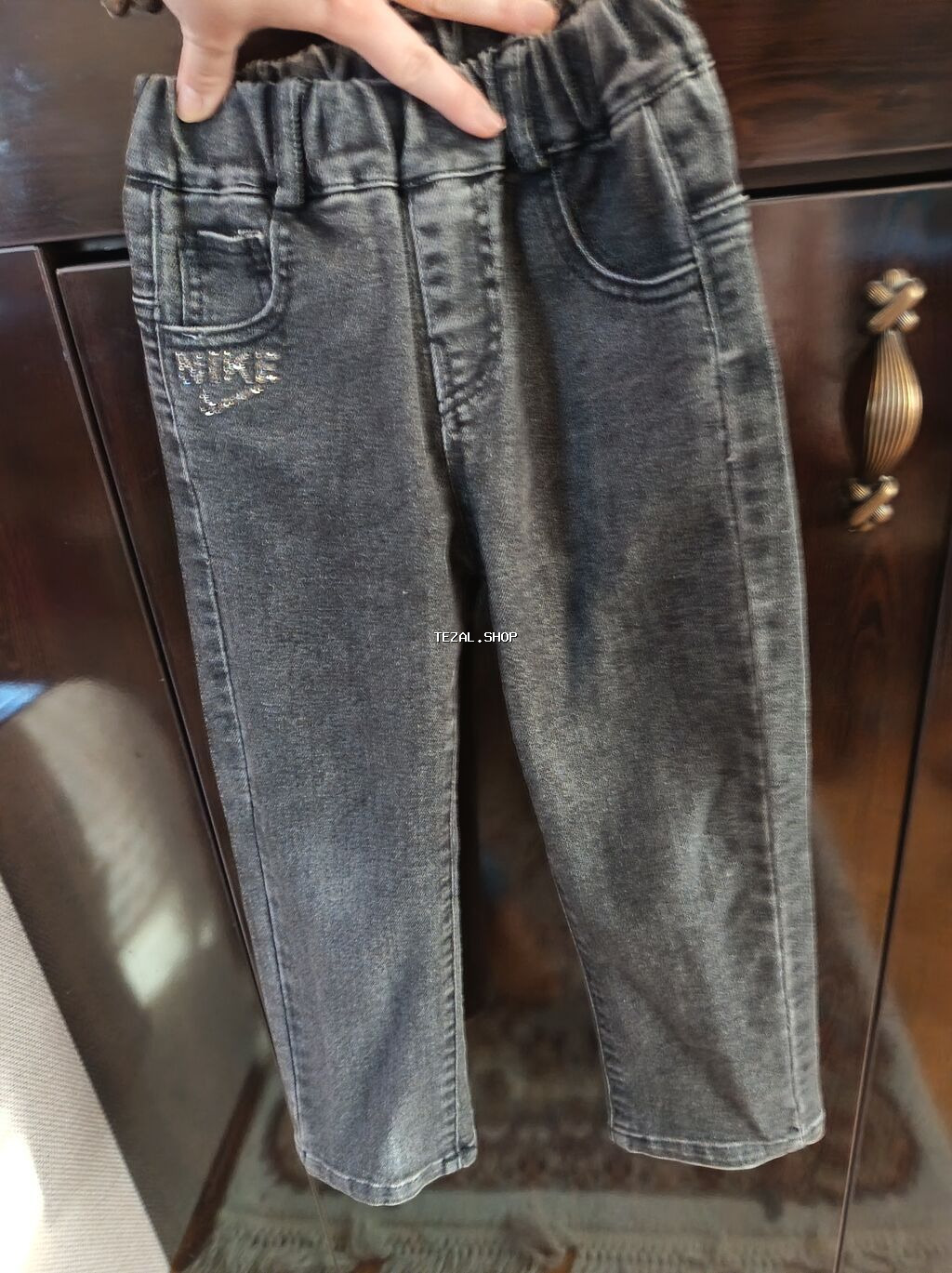 Uşaq cins şalvarı - Rəng: tünd boz/“washed” effektli - Ölçü: 6