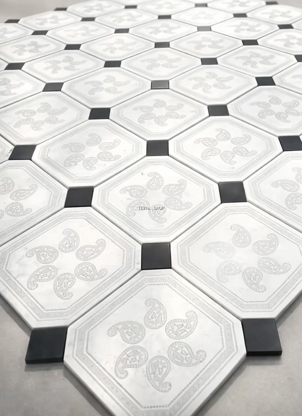 Ağ rəngli səkkizguşəli keramika plitələr dəsti Tament satilir Eve