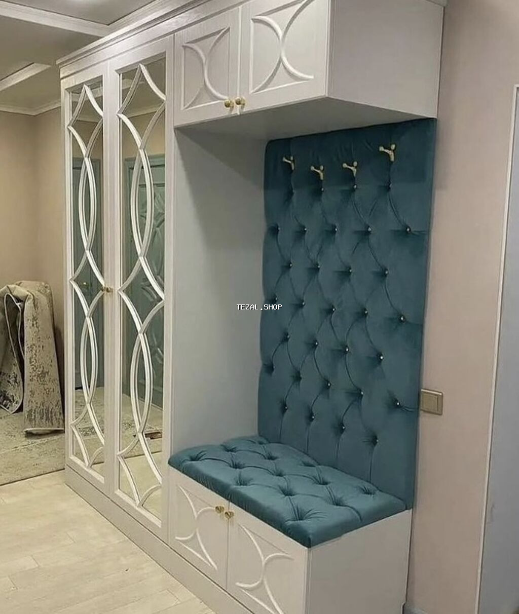 2 qapılı, Güzgülü, Ağ, Digər material, Açılan, Düz dolab