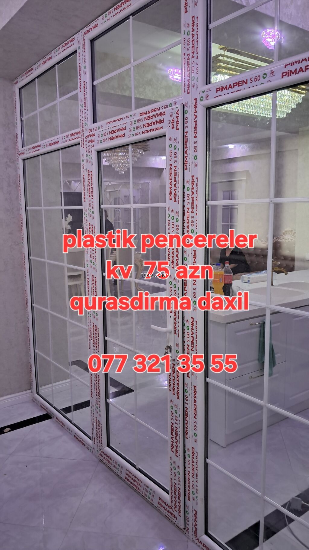 Plastik pəncərə və qapı sistemləri – PIMAPEN S60 profilləri ilə. -