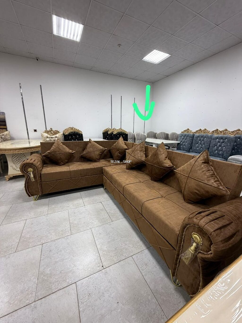 Künc divan, Yeni, Açılan, Bazasız, Vеlur parça, Pulsuz çatdırılma