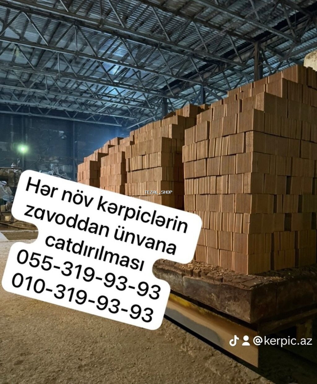 Kərpic məhsulları – zavoddan birbaşa ünvanınıza çatdırılma - Hər növ