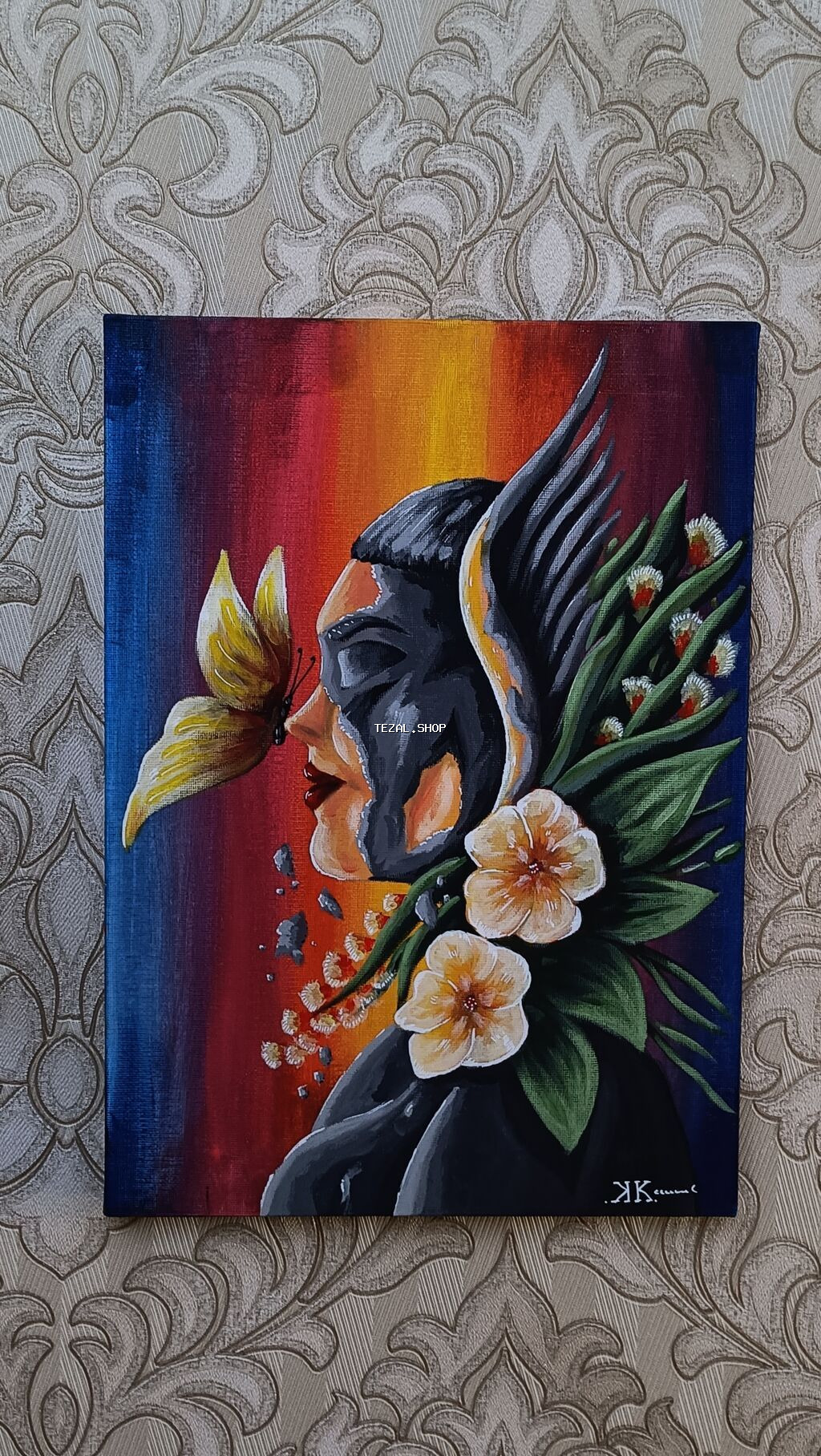 Rəsm əsəri – akril boya ilə kətan üzərində. Mövzu və tərtibat: -