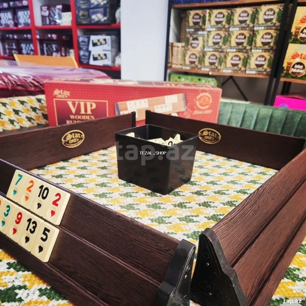 Star VIP Okey Takımı (koyu renk ahşap) şık görünümü və keyfiyyətli