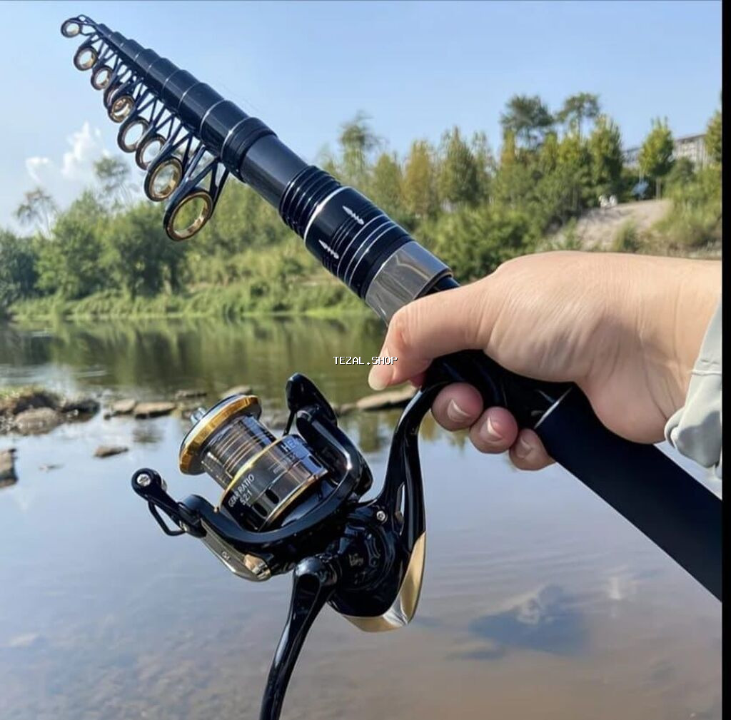 Teleskopik balıqçı qamışı və fırlanan çarx komplekti - Teleskopik