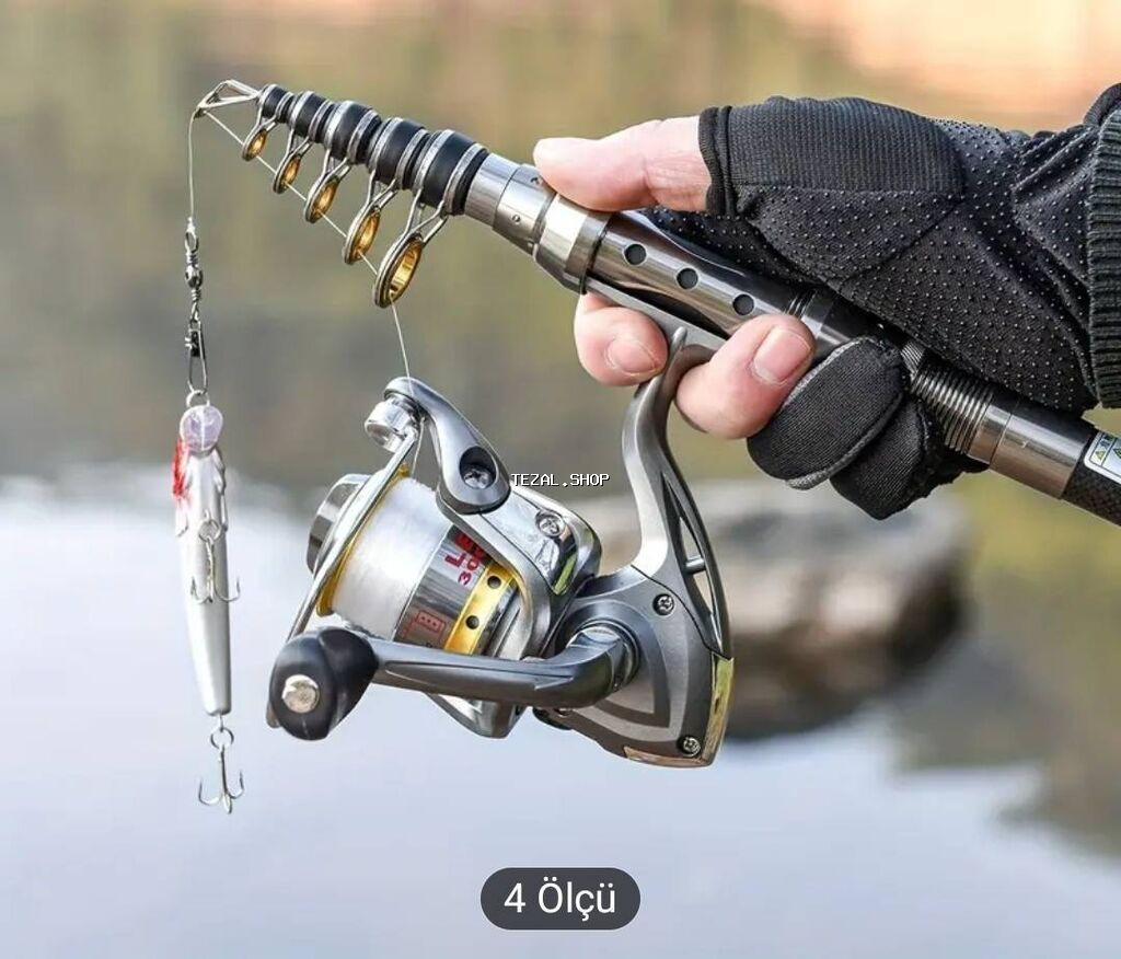 LEOFISHING Teleskopik Balıq Ovçuluq Çubuğu və Makarası Kombo