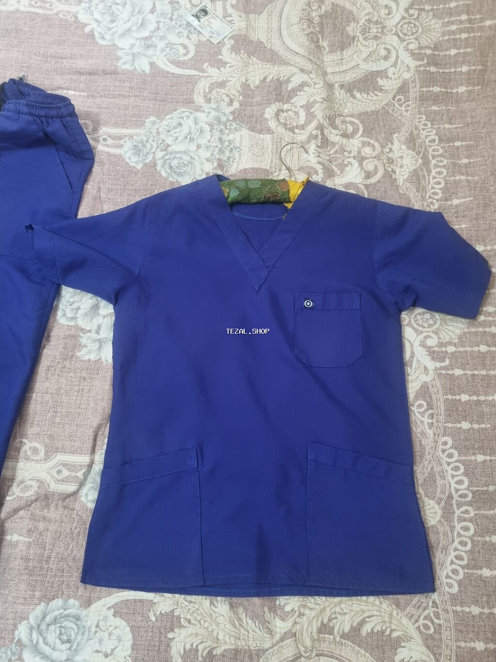 Tibbi scrubs dəsti – üst və şalvar - Rəng: tünd mavi/kobalt - Üst