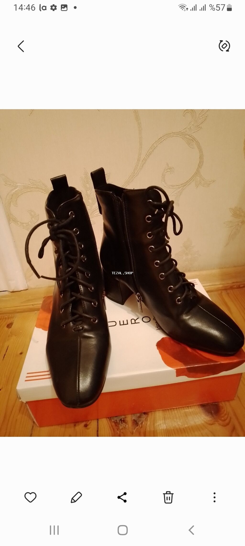 Qadın dəri görünümlü qara botlar - Model: bağlamalı və yan fermuarlı