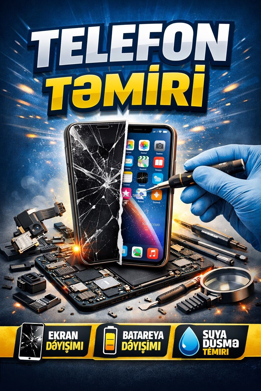 📱 Peşəkar Telefon Təmir Xidməti iPhone, Samsung, Redmi və digər bütün