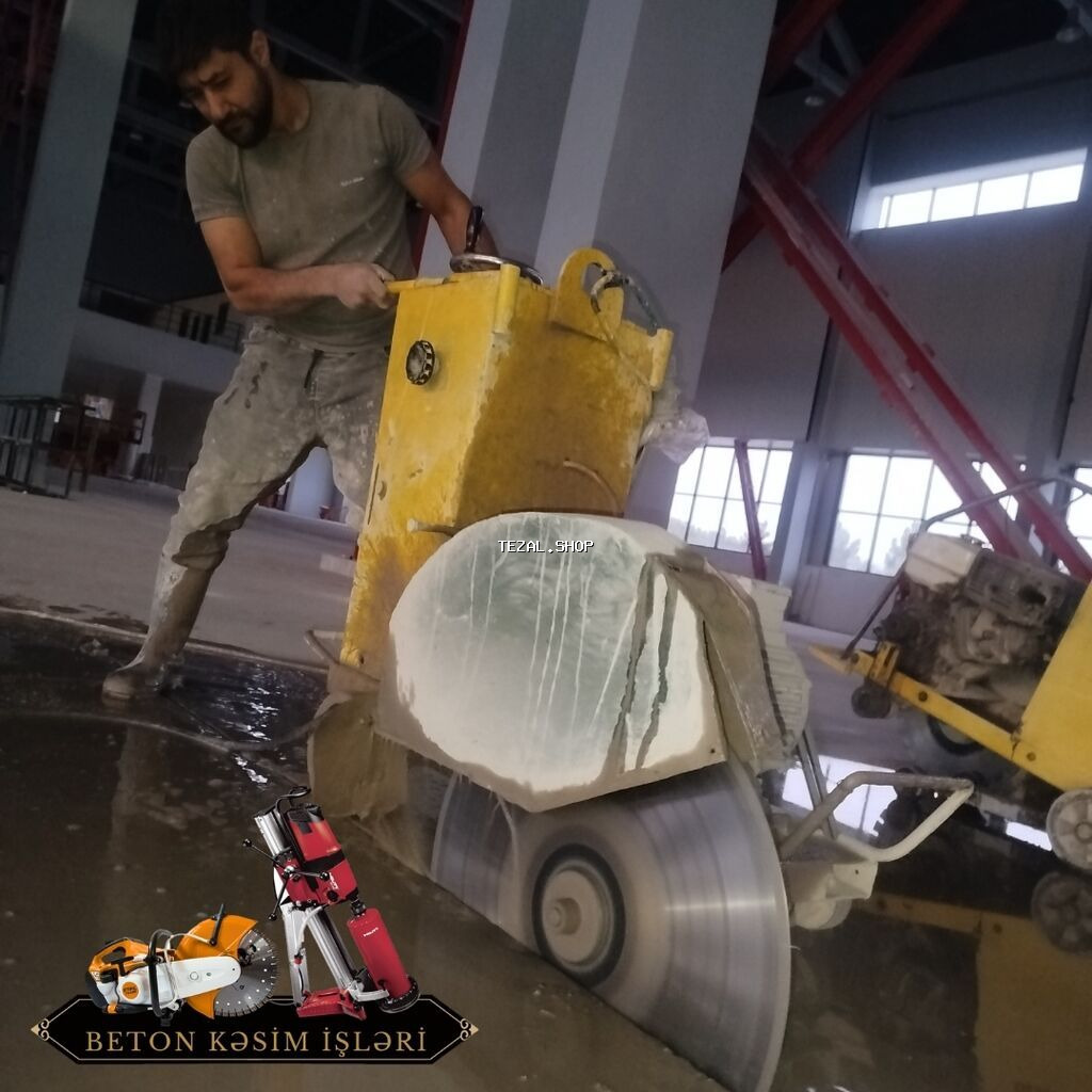 #Betonkesme #betondeşmə Beton kubik kərpic - dən kəsim deşim