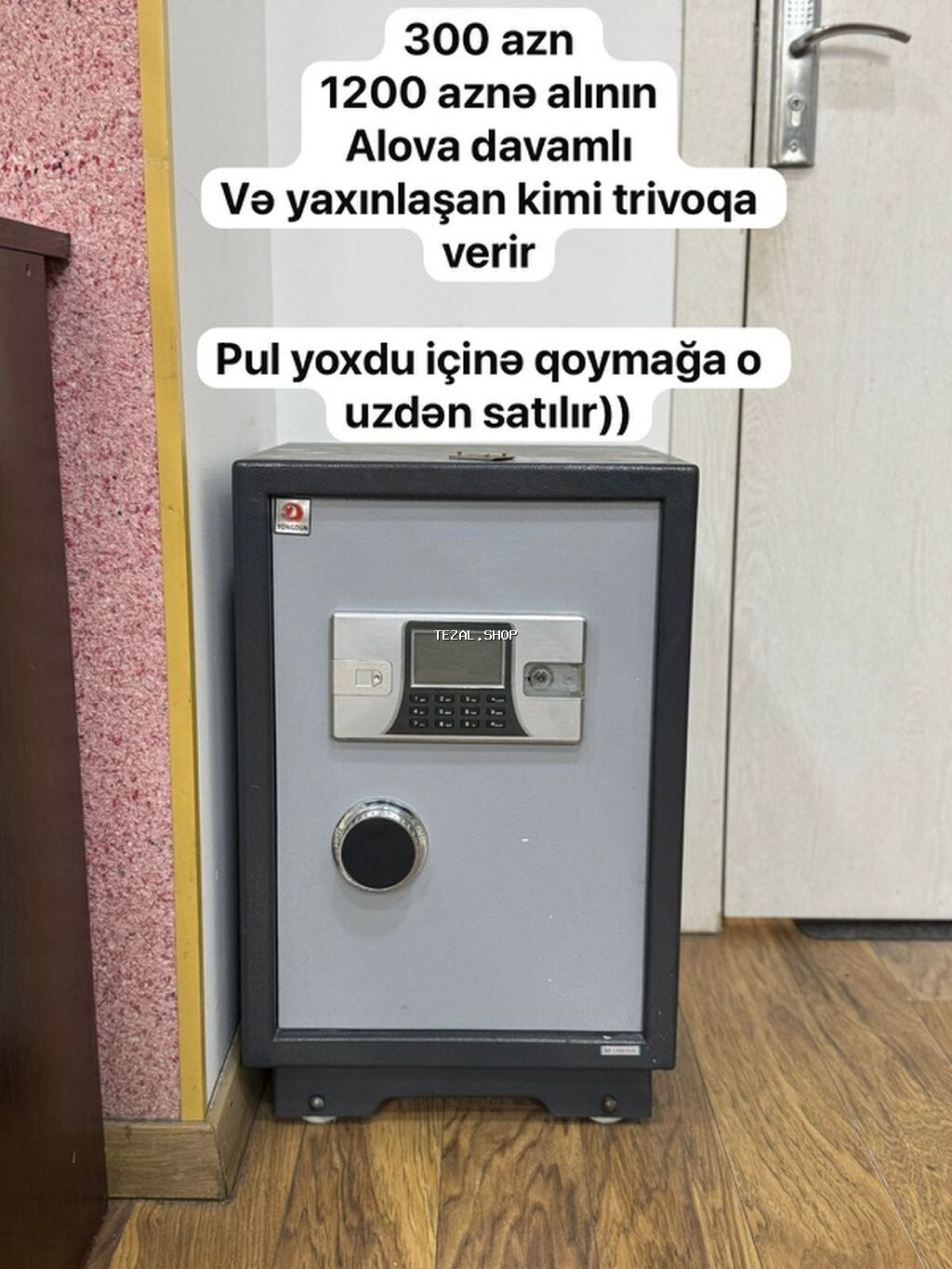 Yanğına davamlı seyf. Elektron klaviaturalı şifrələmə paneli, əlavə