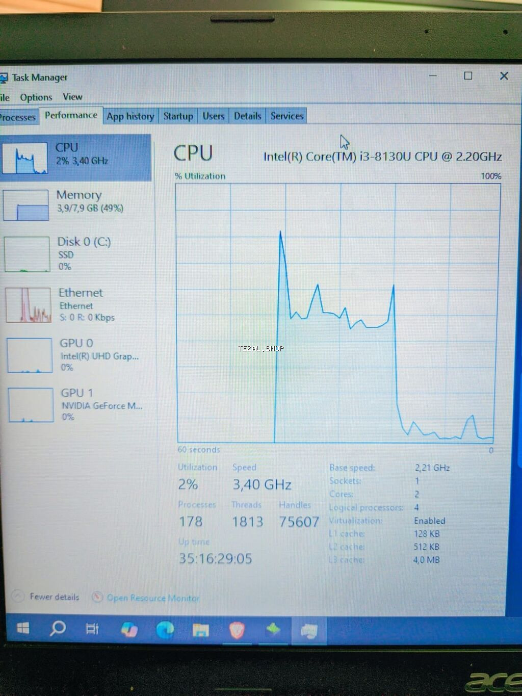 İşlənmiş Acer Aspire, 15.6 ", Intel Core i3, 128 GB - şəkil 2
