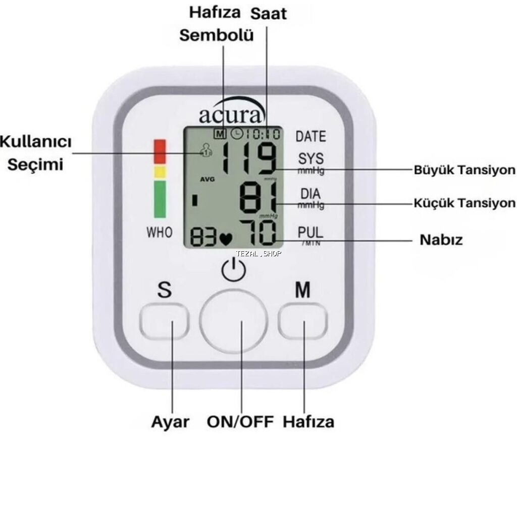 Təzyiq ölçən Tonometr Acurа avtomatik qoldan ölçən elektron təzyiq - şəkil 2