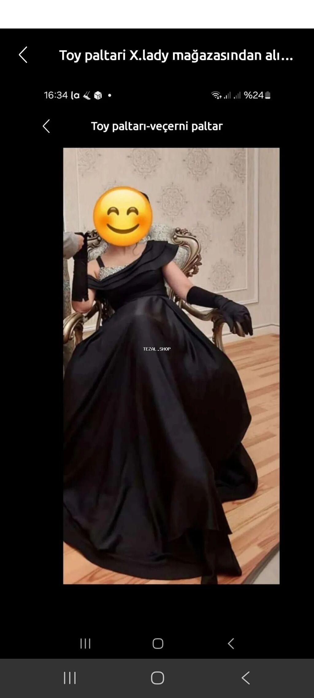 Qara rəngli ziyafət/toy paltarı 40 ölçü - Model: bir çiyin açıq