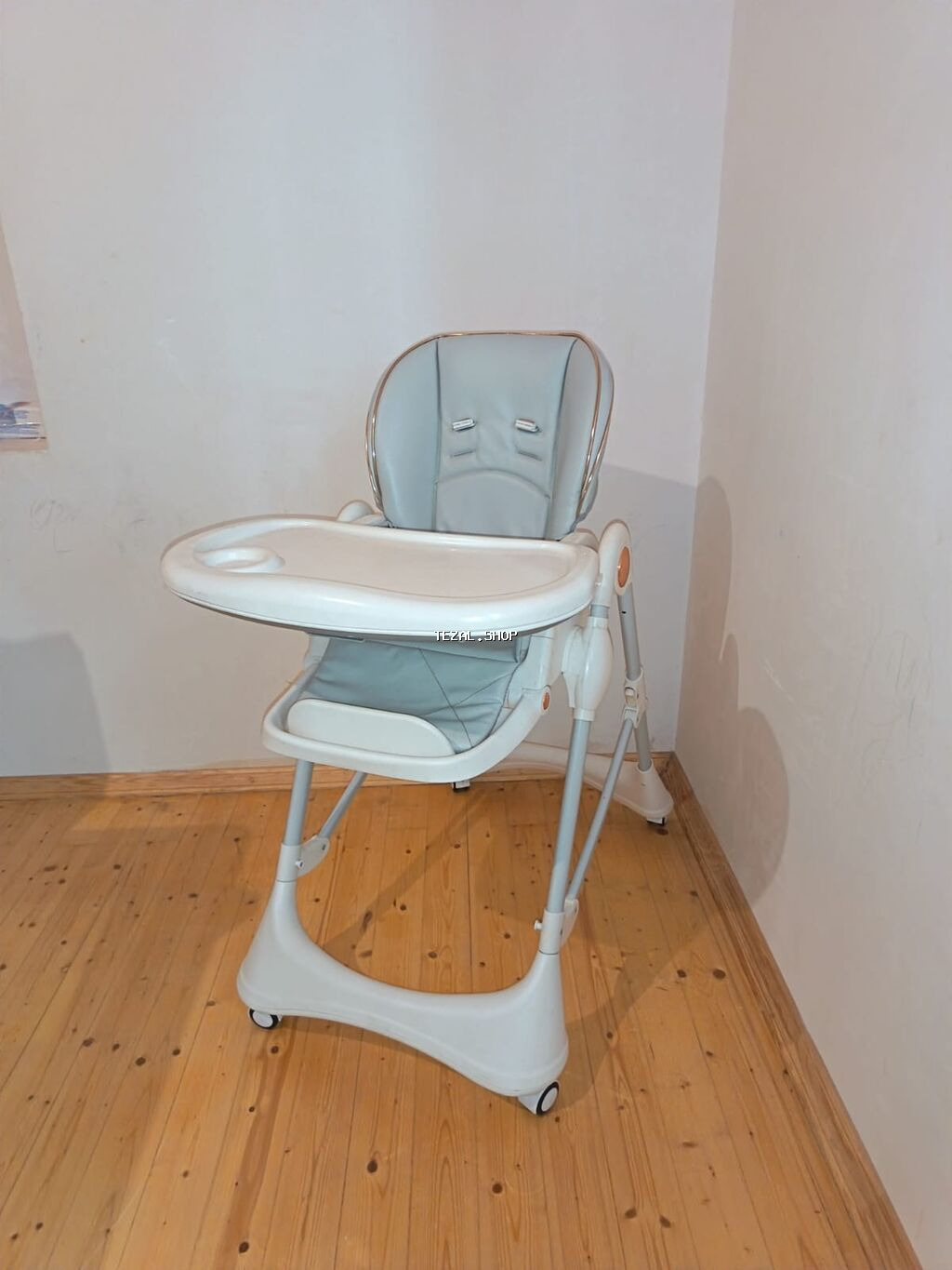 Uşaq yemək stulu - Rəng: açıq boz/ağ - Hündürlüyü tənzimlənən - şəkil 2