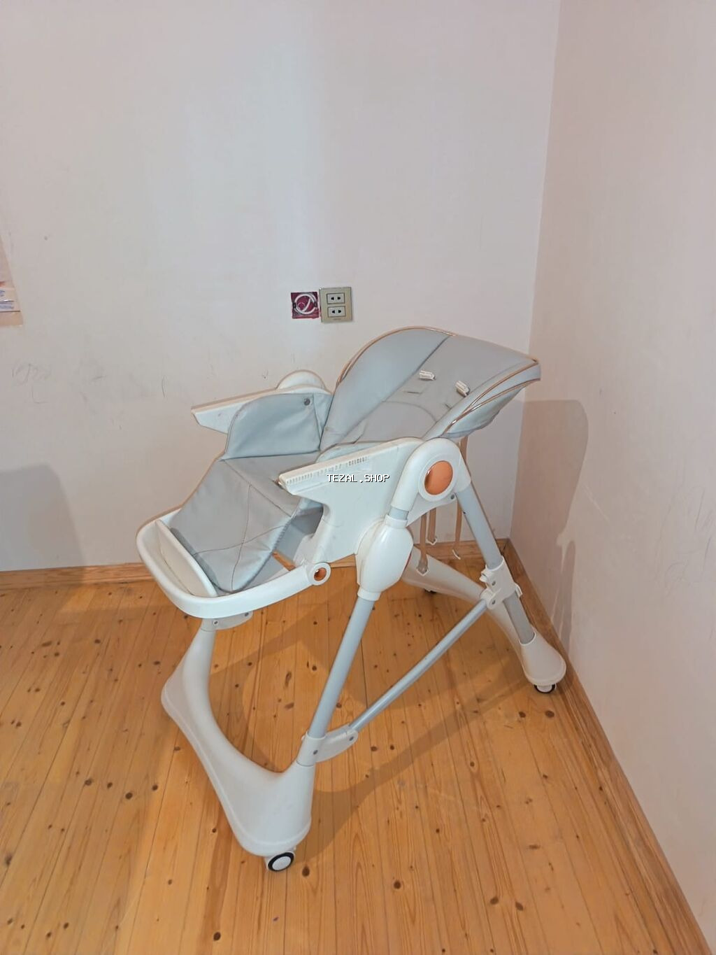 Uşaq yemək stulu - Rəng: açıq boz/ağ - Hündürlüyü tənzimlənən - şəkil 4