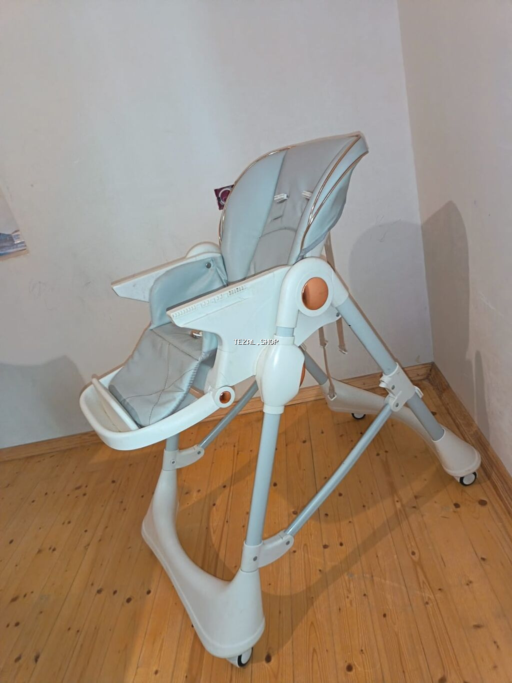 Uşaq yemək stulu - Rəng: açıq boz/ağ - Hündürlüyü tənzimlənən - şəkil 5