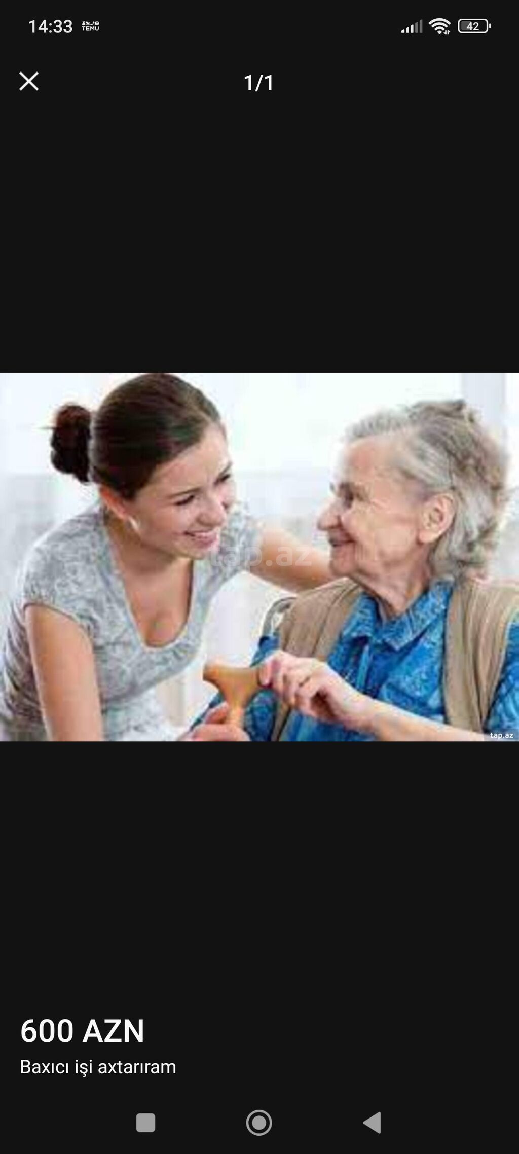 Xəstə baxıcısı, 62 yaş, 5 ildən artıq təcrübə