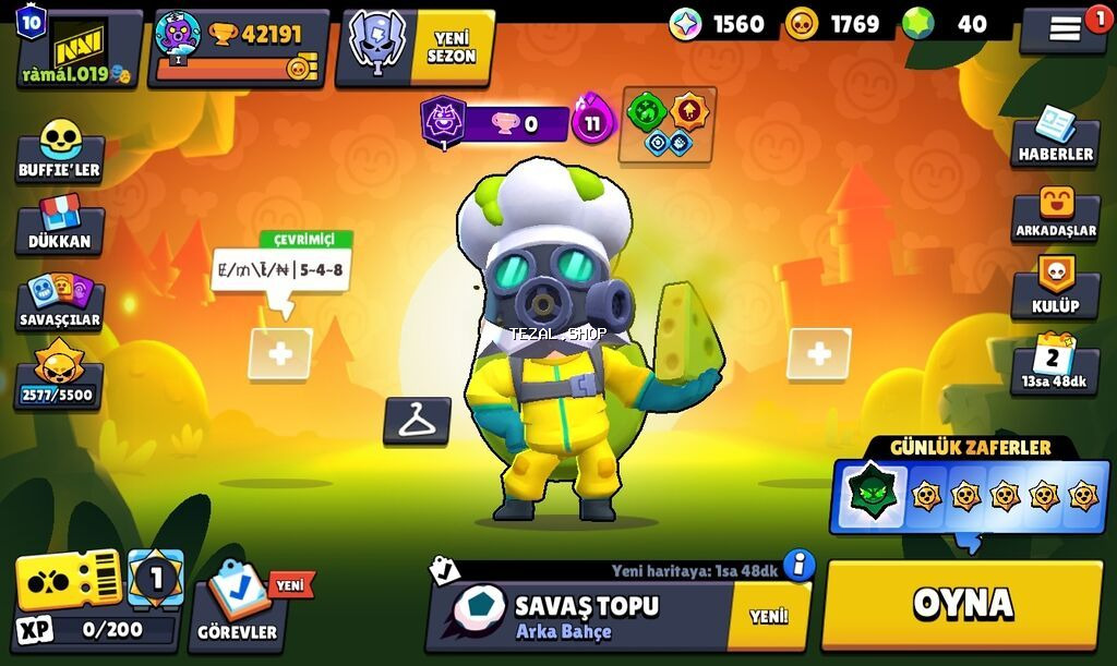 Brawl Stars oyunu üçün zəngin kontentli hesab - Kupa: 42,191 - Ulduz