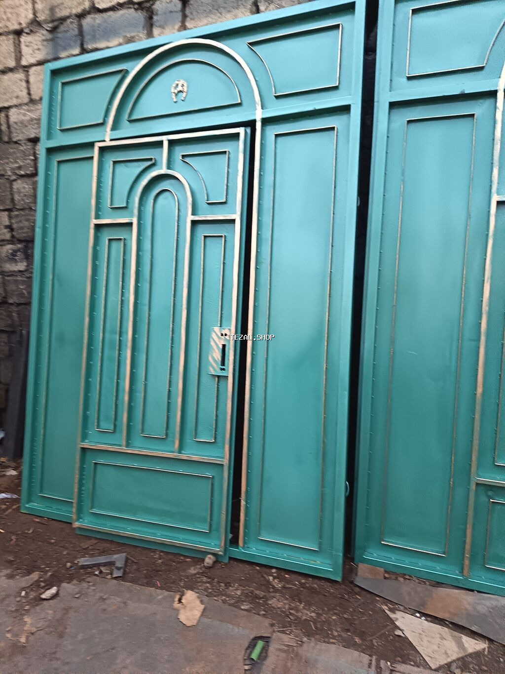 Dəmir Həyət darvazası, Mexaniki, Qapı ilə, rəng - Yaşıl, Kredit yoxdur