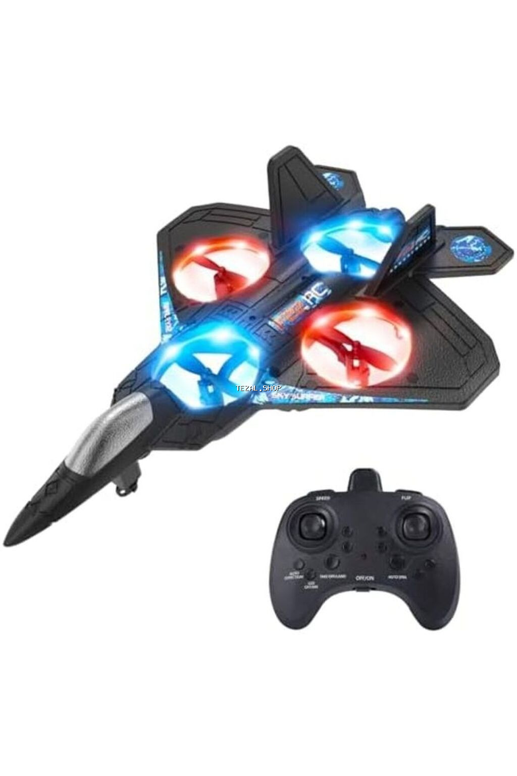 Uzaqdan idarə olunan LED işıqlı RC qırıcı təyyarə dron - 2.4 GHz